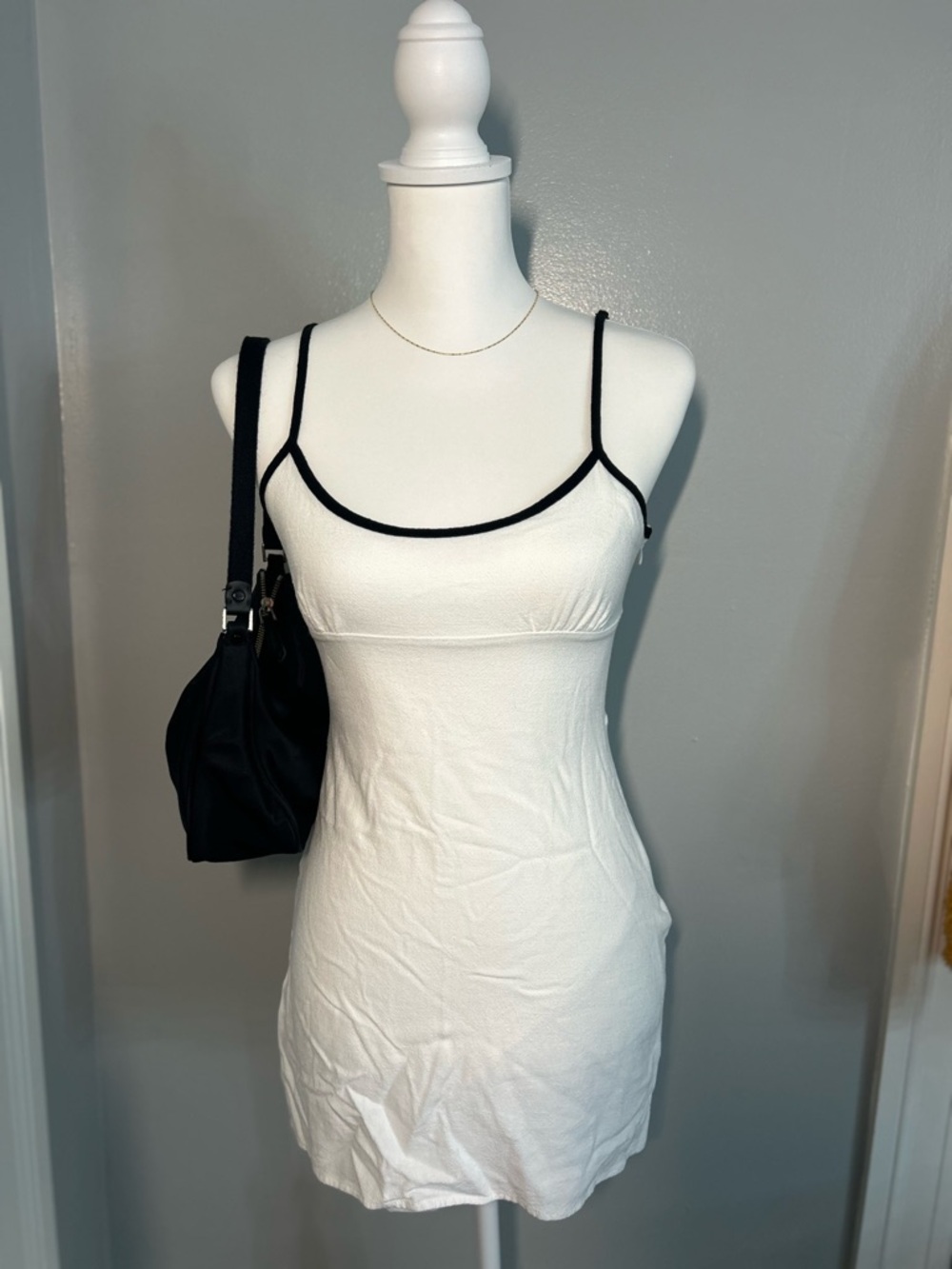LA Hearts White Dress with Black Trim